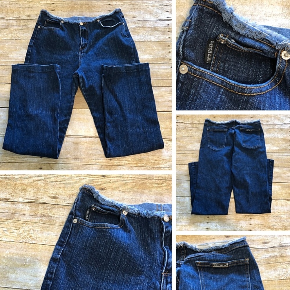 Fringe No Band Waist Dark Wash Jean